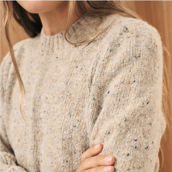 Faherty Boone Wool Women's Cream Sweater M - Picture 3 of 9